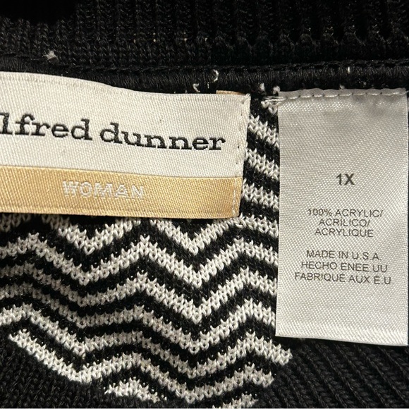 Alfred Dunner Black & White Geometric Knit Dress 1X Belted Office Chic Retro - Picture 9 of 11